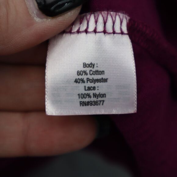 Ana A New Approach Shirt Womens M Purple Long SLeeve Lace Scoop Neck Tee - Picture 3 of 16